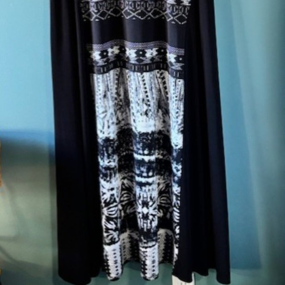 Share Rabbit Rabbit Rabbit 2X Black White Abstract Print Maxi Shift Dress Boho R - Picture 3 of 9